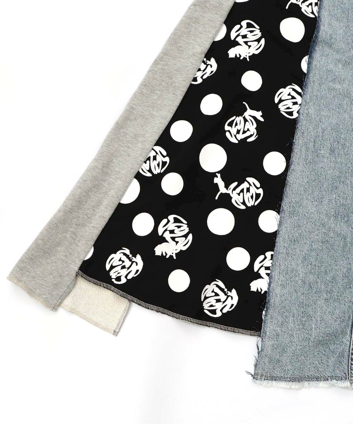 スカラーリメイク風 異素材切替デニムスカート-12