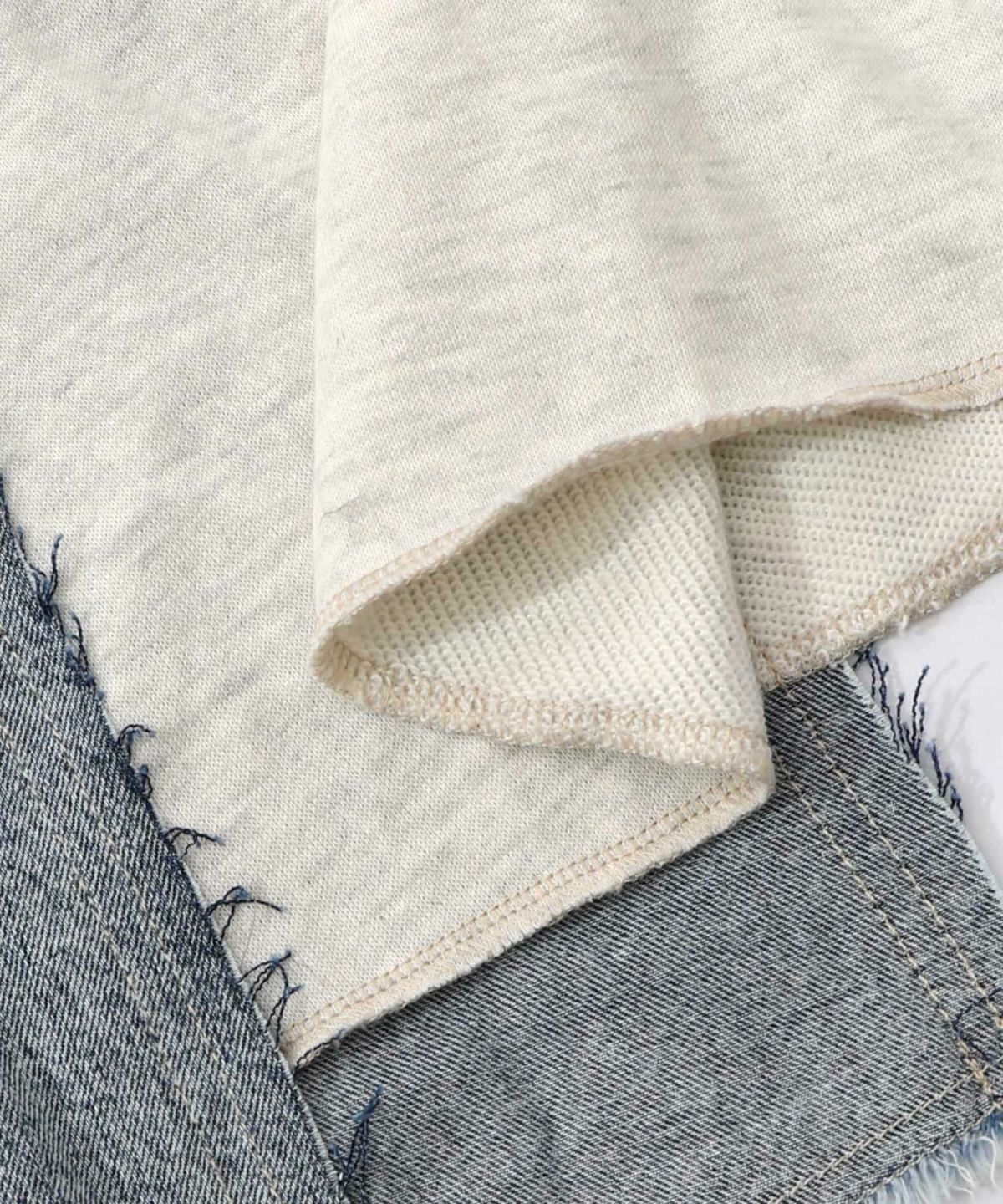 スカラーリメイク風 異素材切替デニムスカート-14