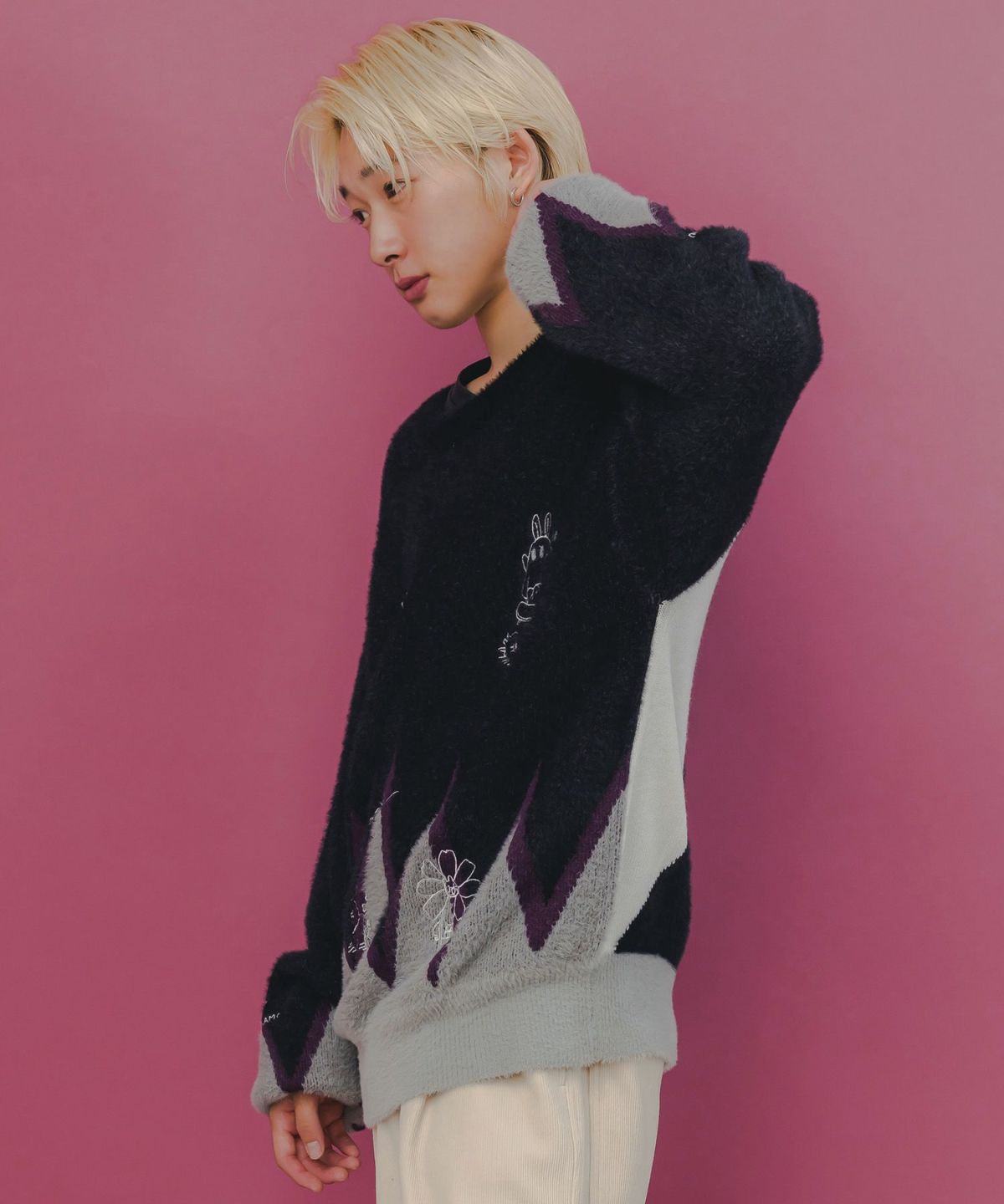 落書き調Parityキャラジャガードニットプルオーバー-6