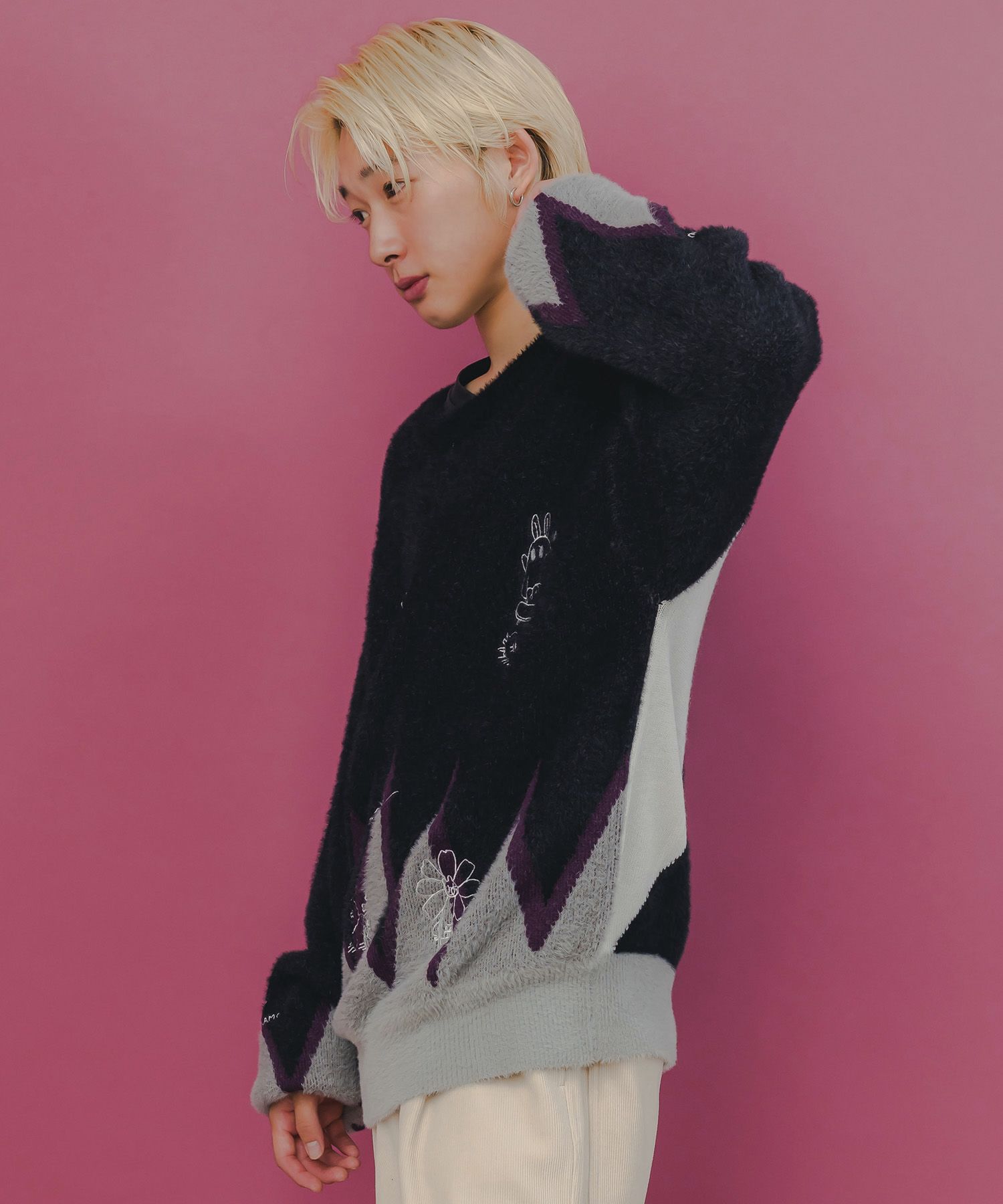 落書き調Parityキャラジャガードニットプルオーバー-6