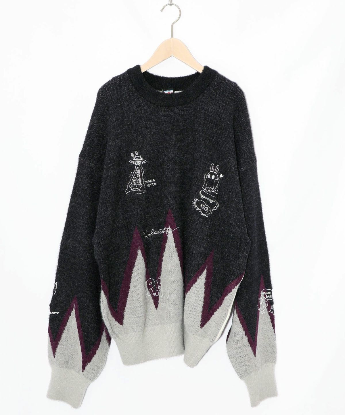 落書き調Parityキャラジャガードニットプルオーバー-9