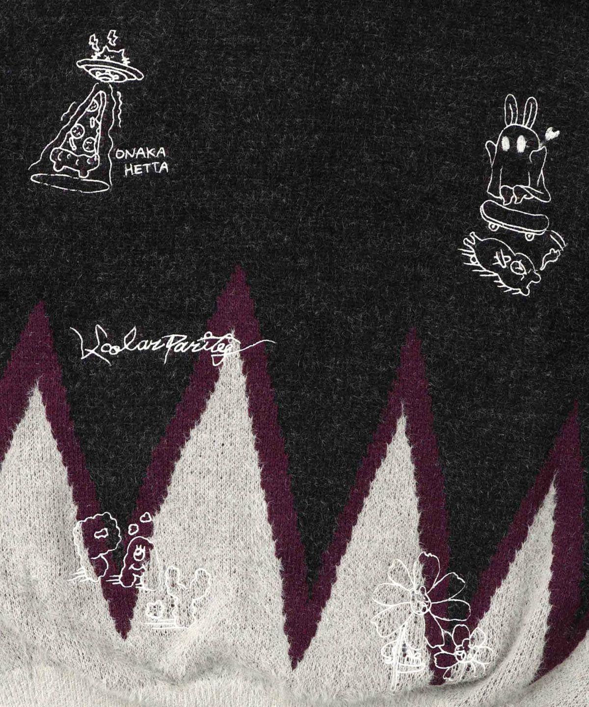 落書き調Parityキャラジャガードニットプルオーバー-11