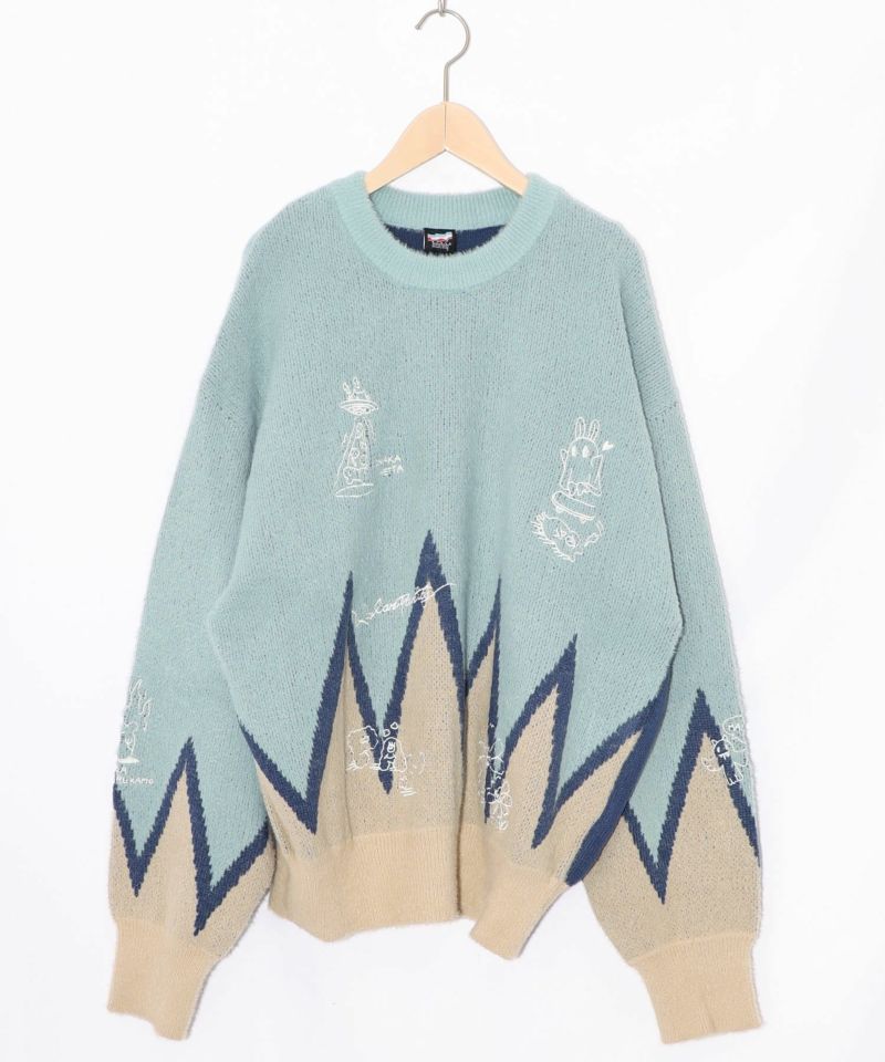 落書き調Parityキャラジャガードニットプルオーバー-12