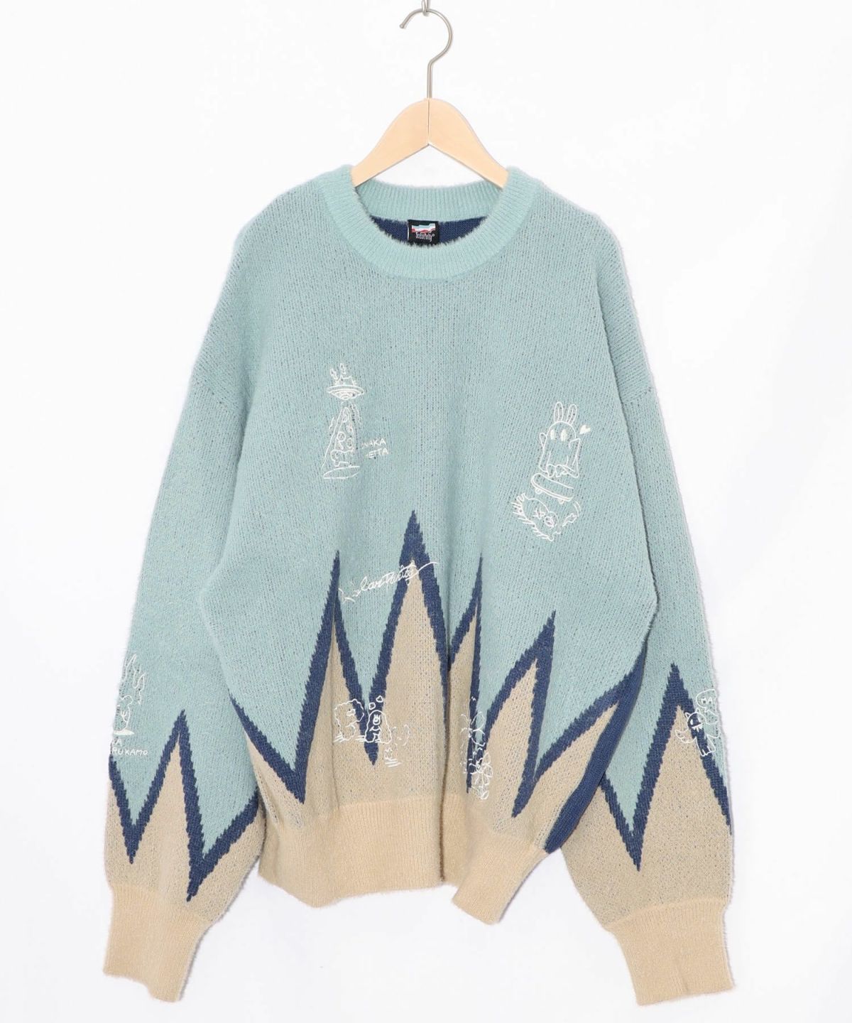 落書き調Parityキャラジャガードニットプルオーバー-12