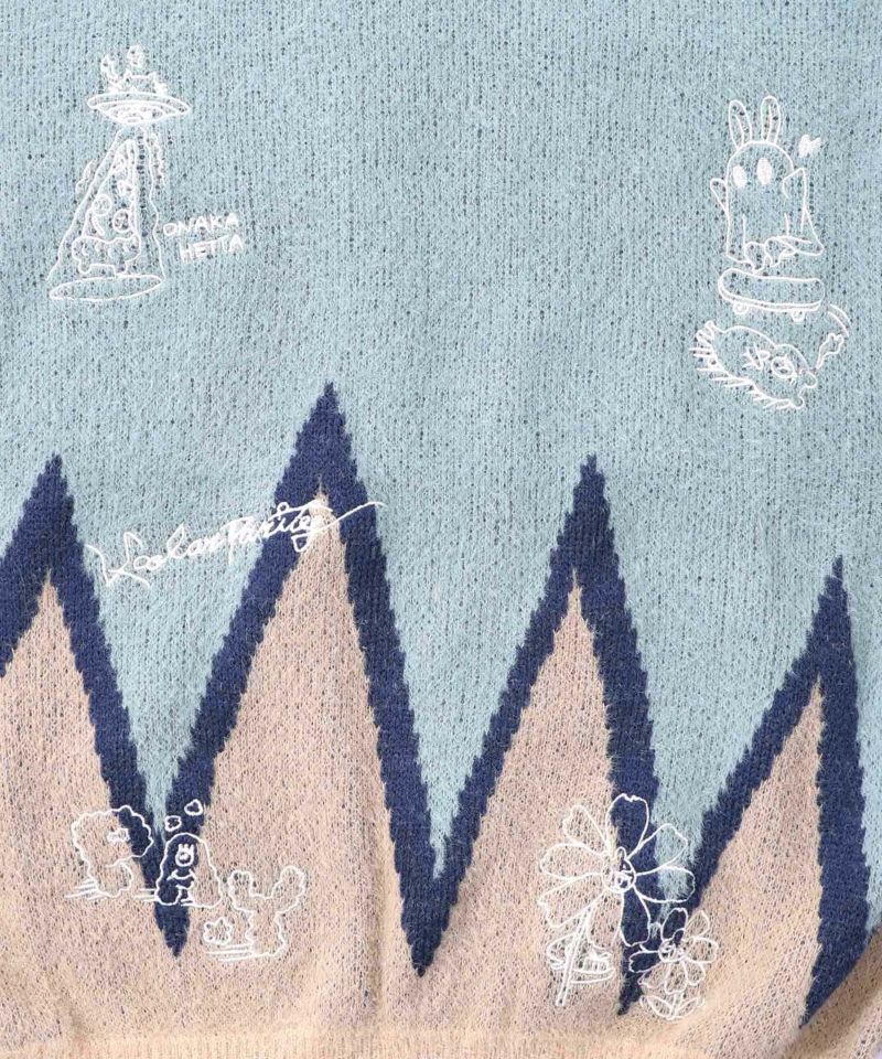 落書き調Parityキャラジャガードニットプルオーバー-14