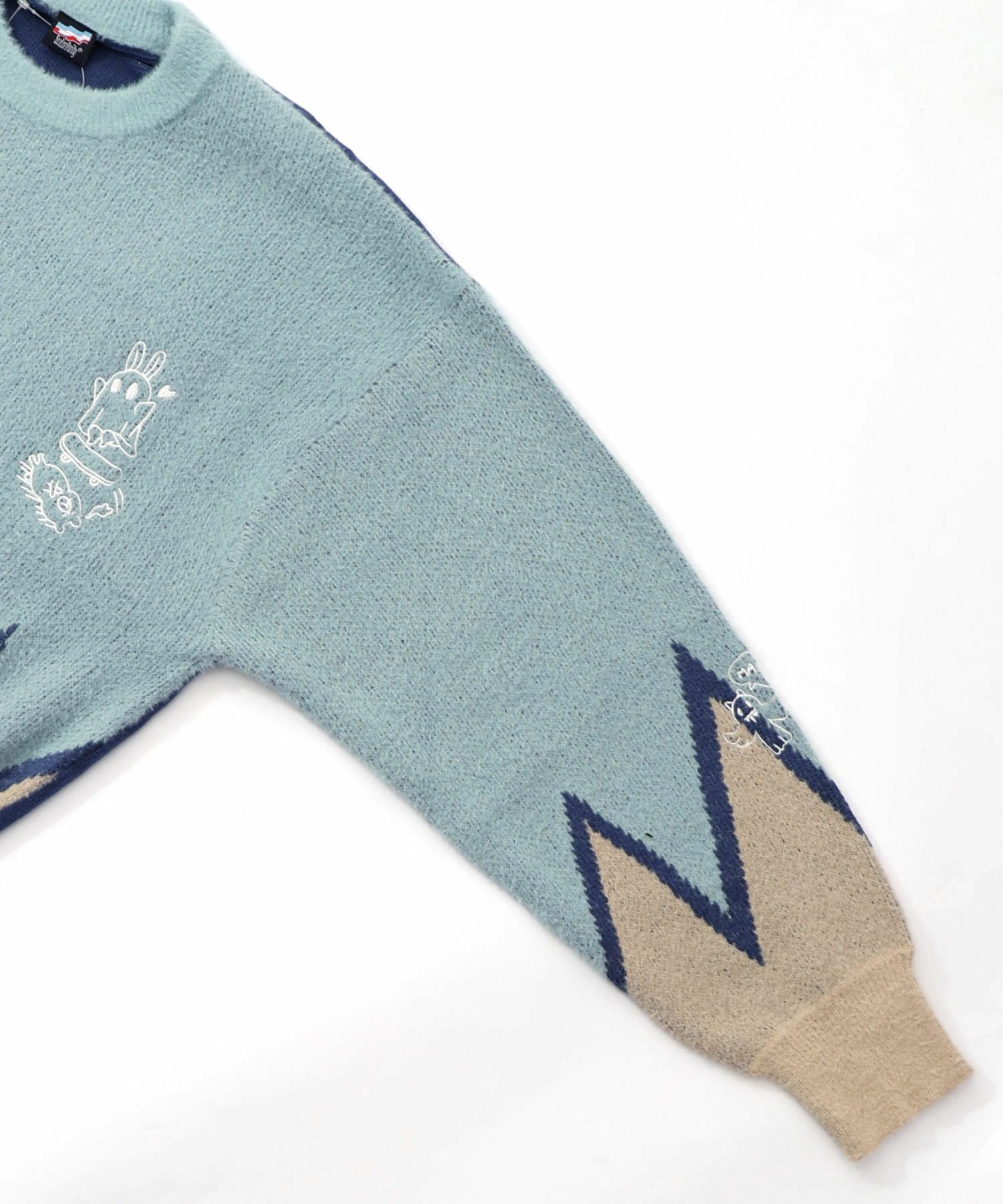 落書き調Parityキャラジャガードニットプルオーバー-16