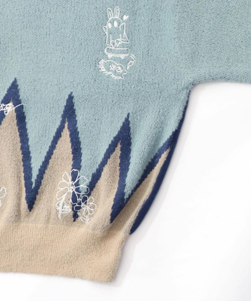 落書き調Parityキャラジャガードニットプルオーバー-18