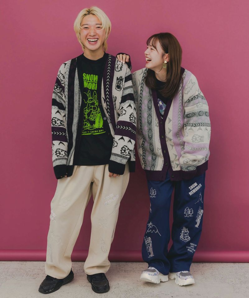 落書き調Parityキャラジャガード3Dニットカーディガン-13