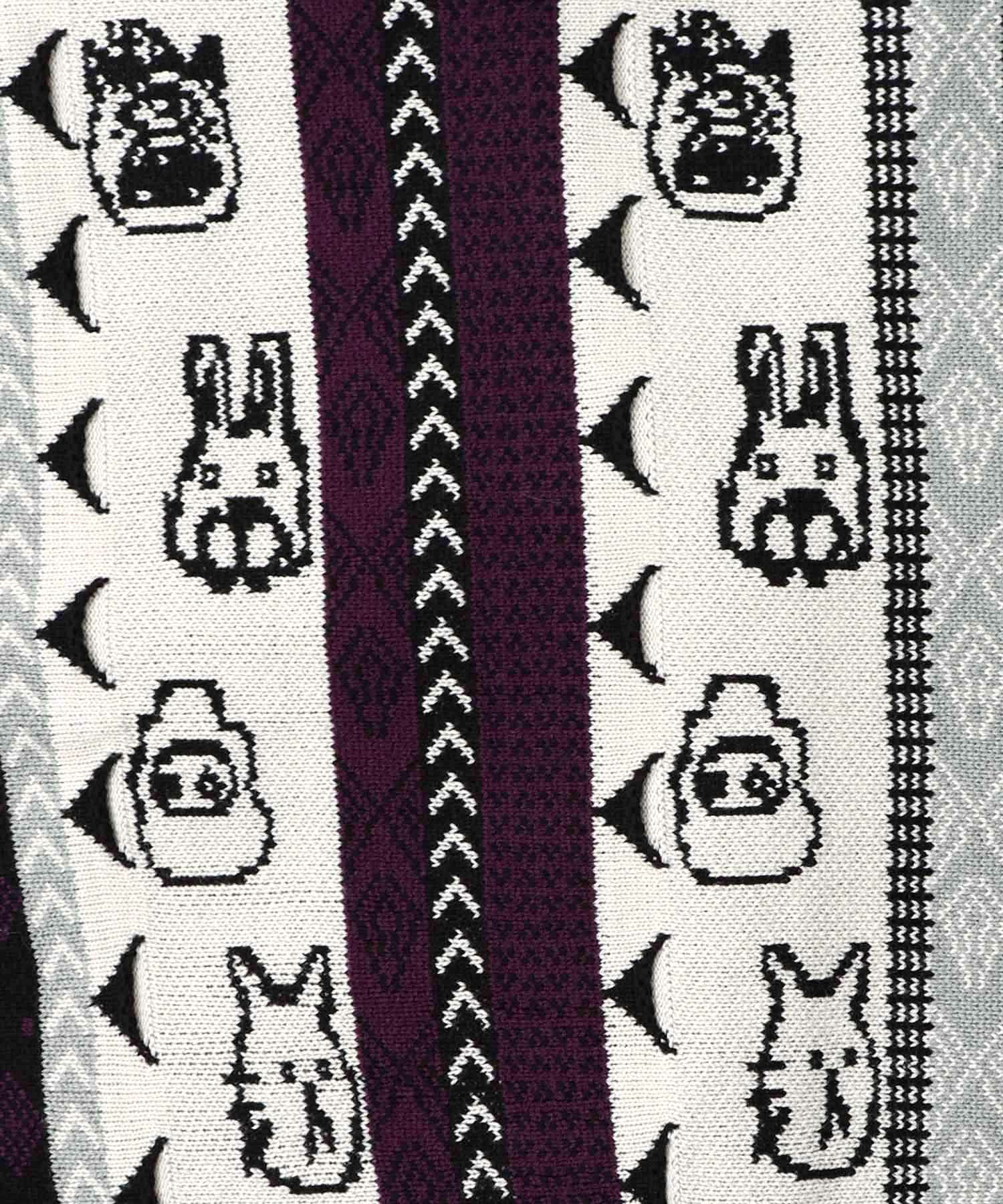 落書き調Parityキャラジャガード3Dニットカーディガン-15