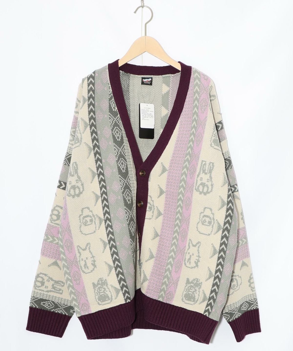 落書き調Parityキャラジャガード3Dニットカーディガン-16