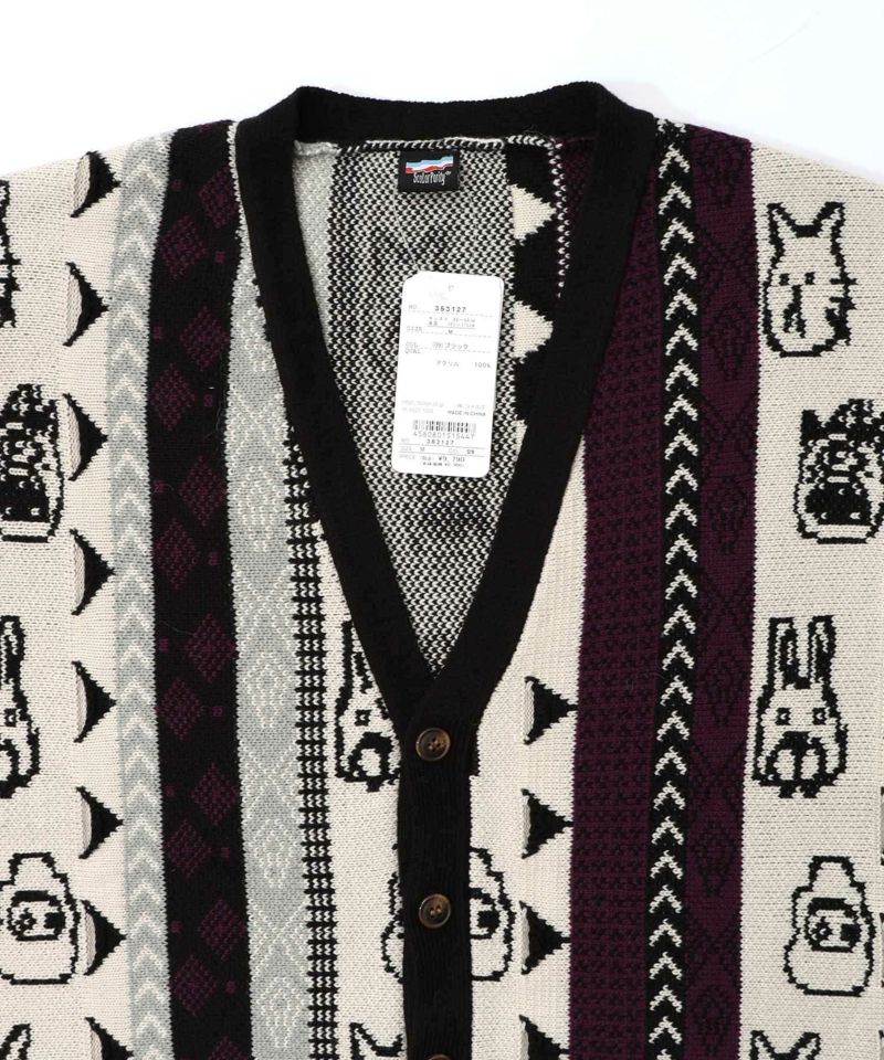 落書き調Parityキャラジャガード3Dニットカーディガン-18