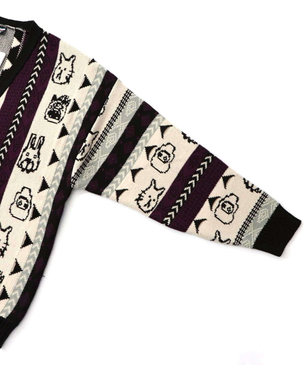 落書き調Parityキャラジャガード3Dニットカーディガン-19