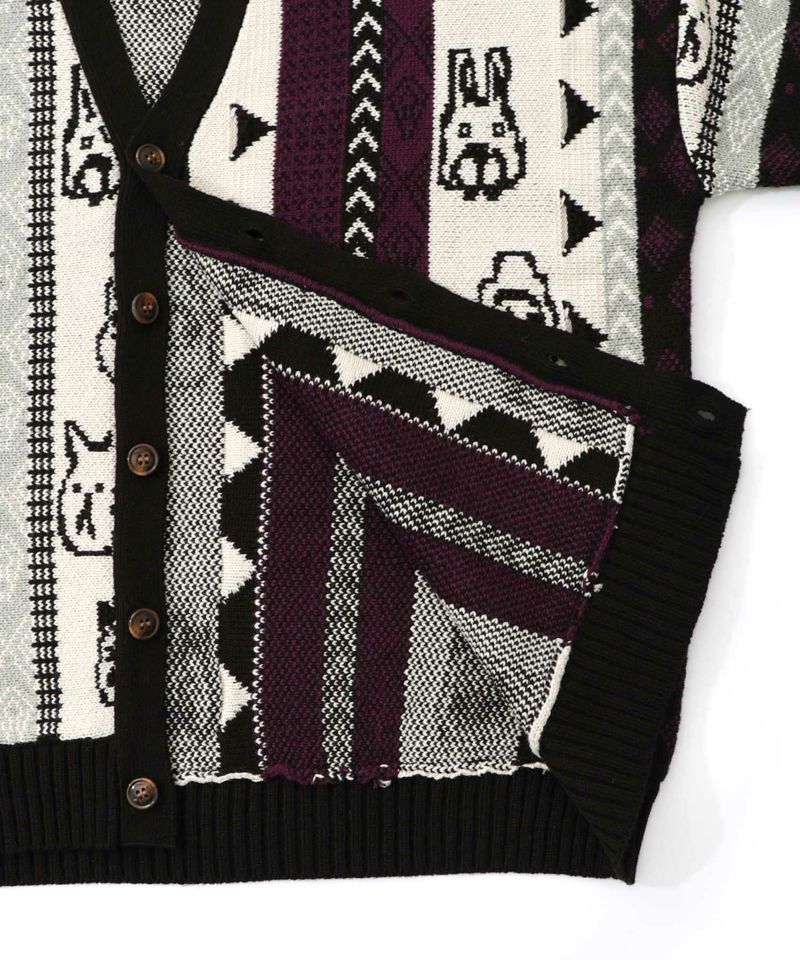 落書き調Parityキャラジャガード3Dニットカーディガン-21