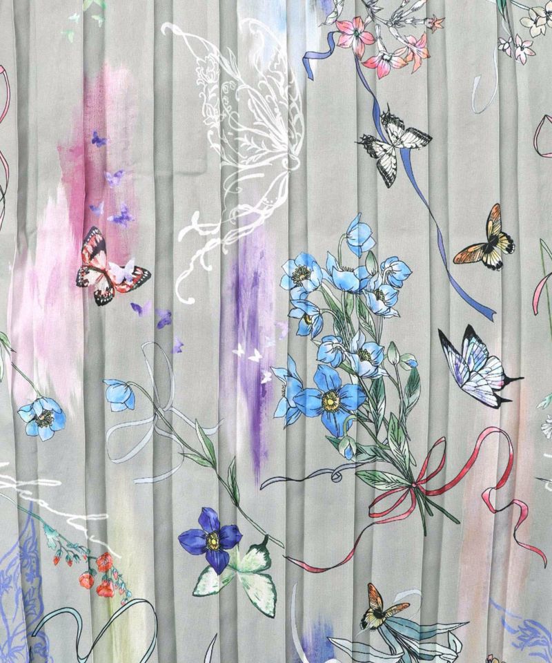 花柄素材切替タートルネックワンピース-22