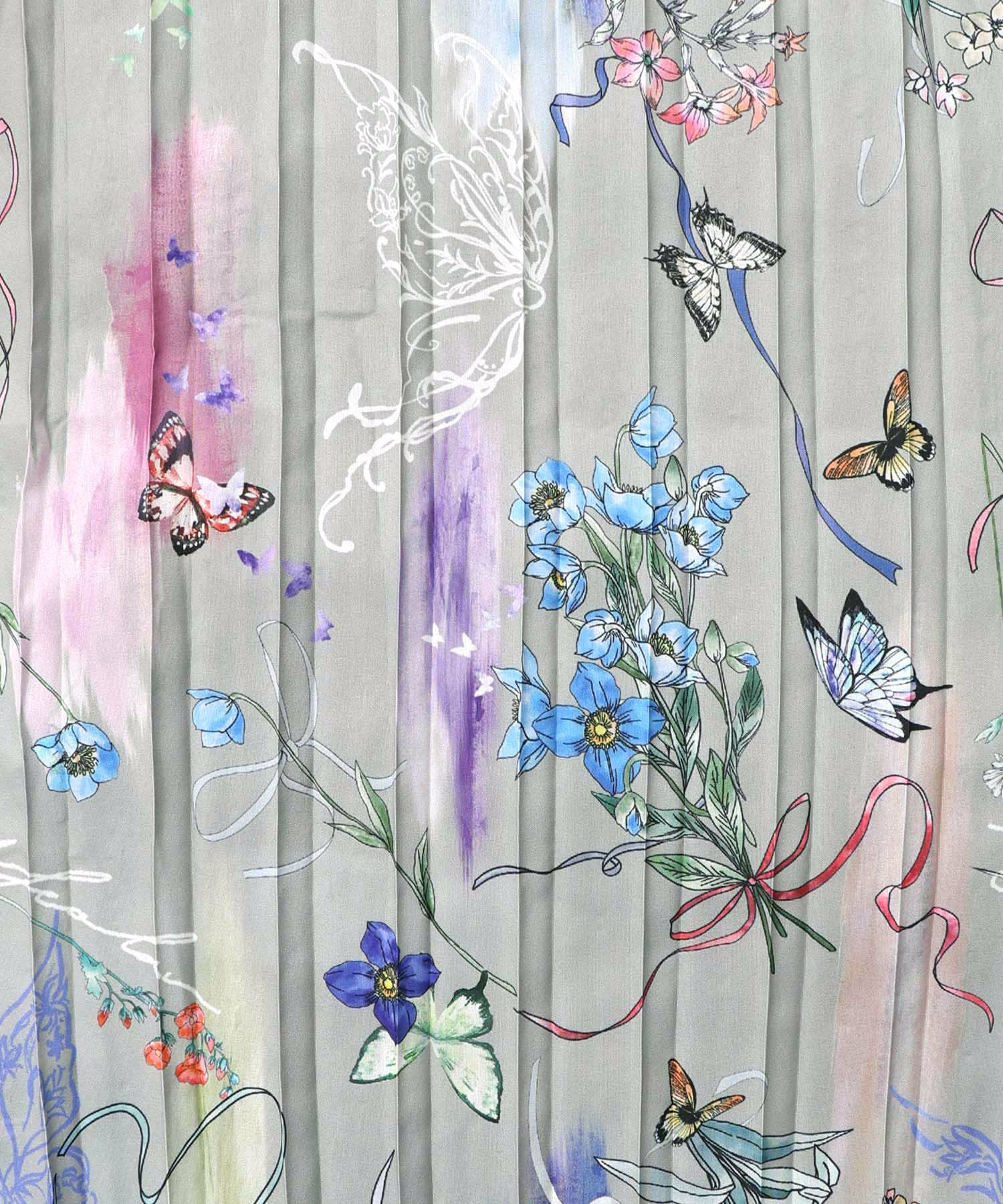 花柄素材切替タートルネックワンピース-22