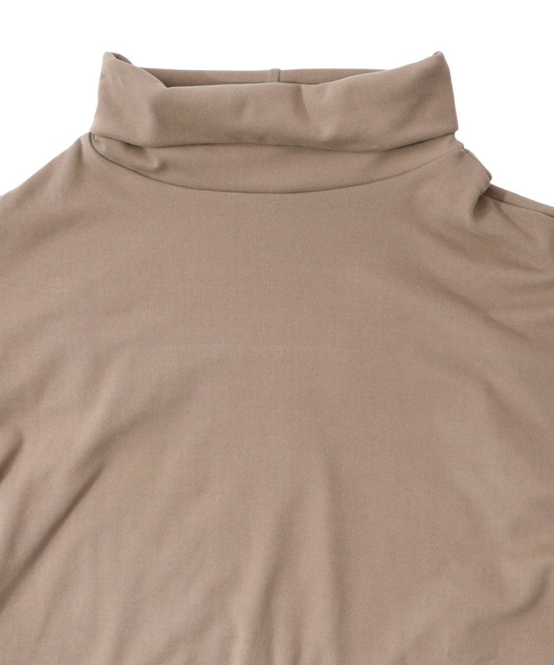 花柄素材切替タートルネックワンピース-23