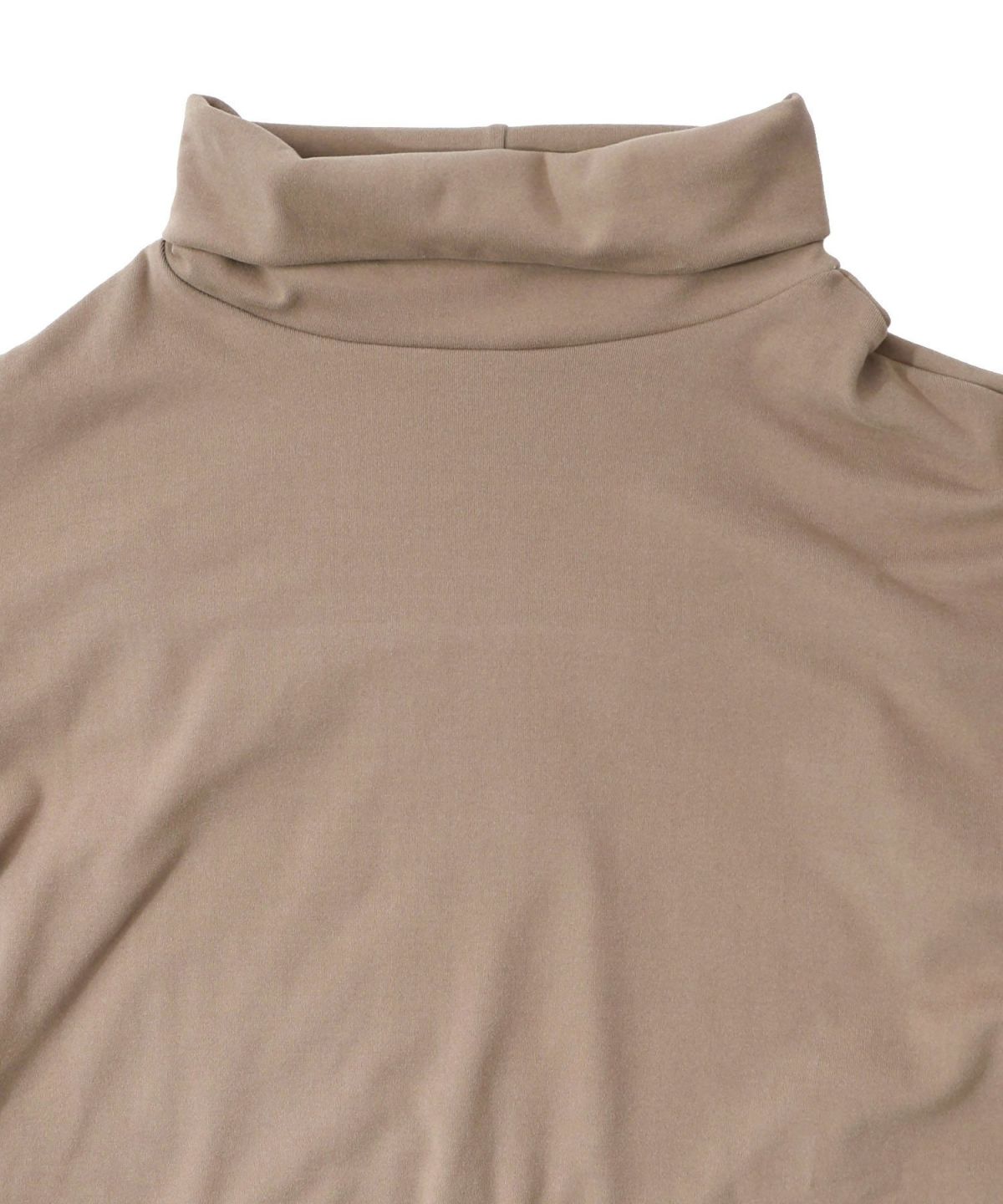 花柄素材切替タートルネックワンピース-23