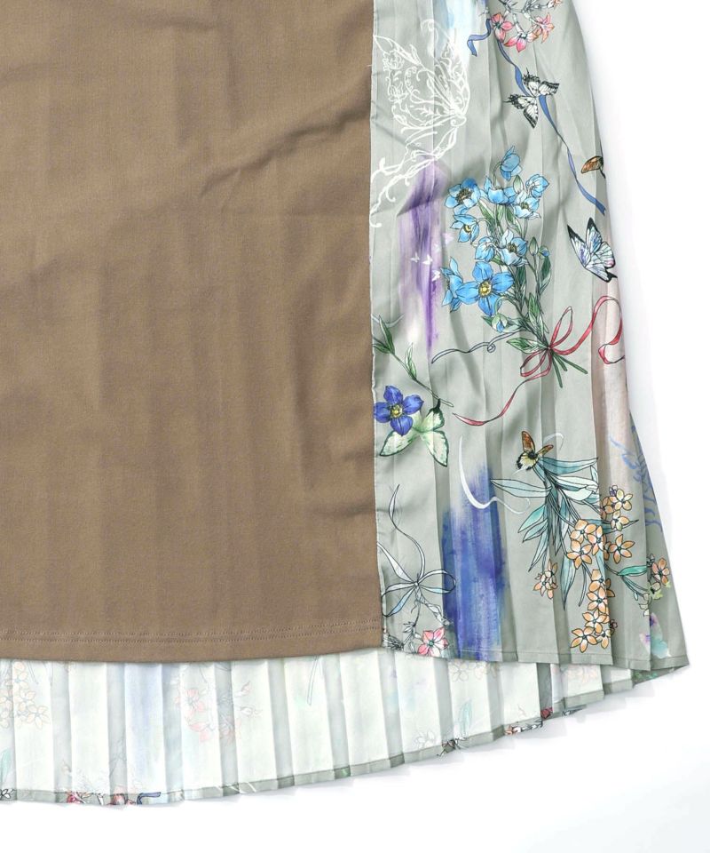 花柄素材切替タートルネックワンピース-25