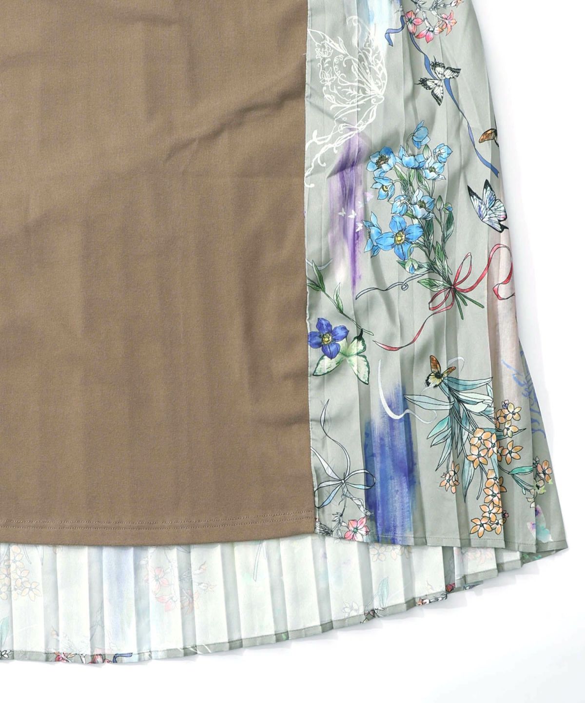 花柄素材切替タートルネックワンピース-25