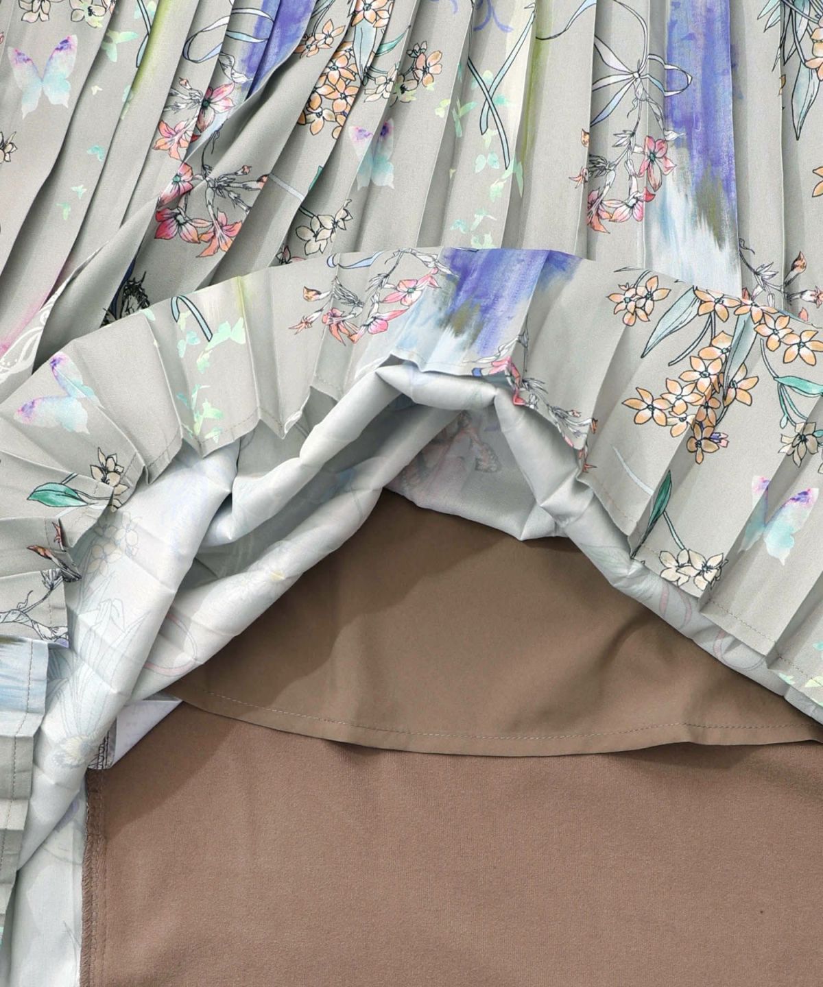 花柄素材切替タートルネックワンピース-26