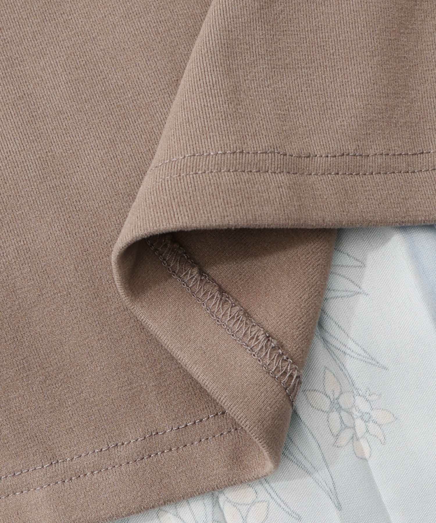 花柄素材切替タートルネックワンピース-27