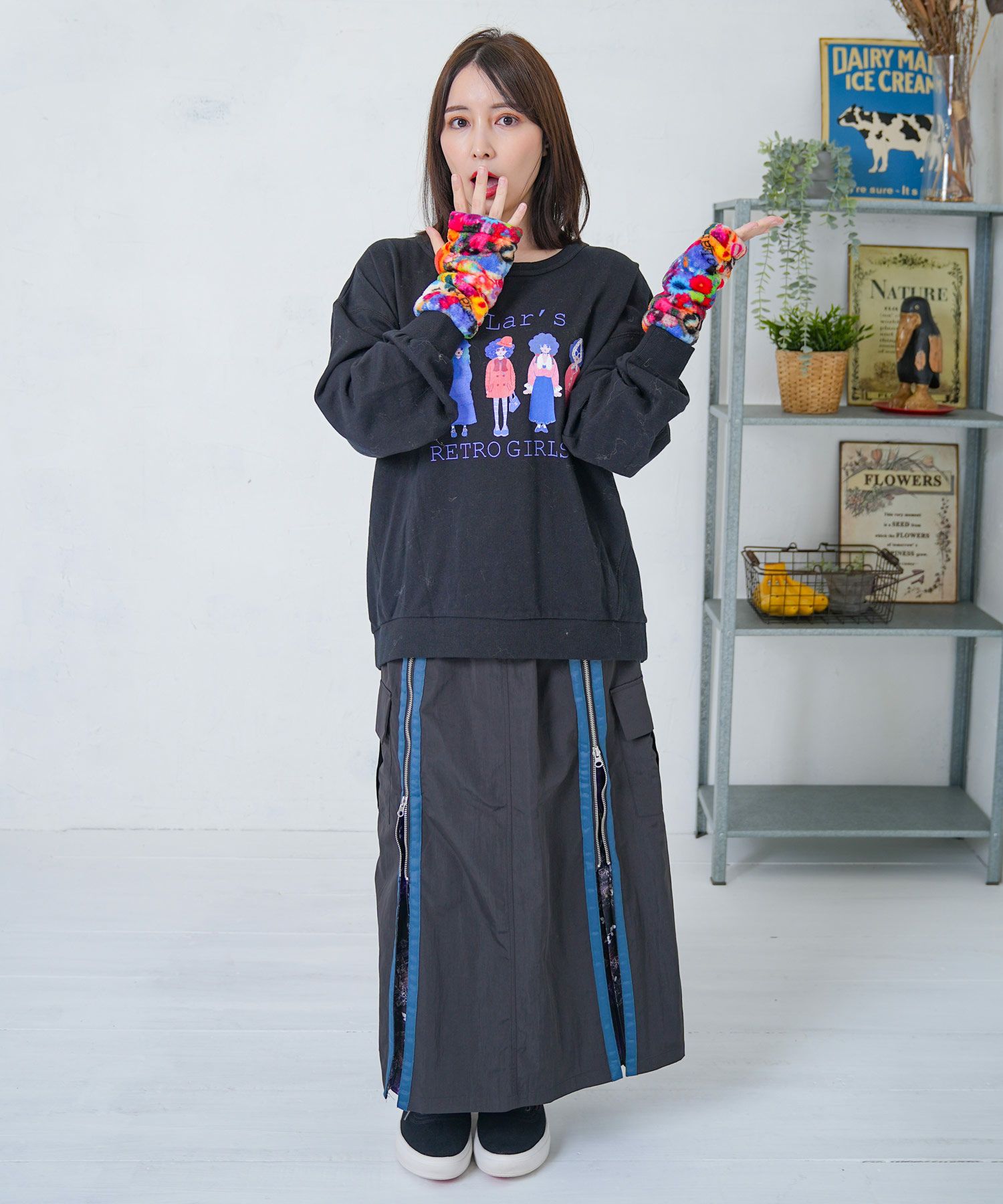 雪の結晶×星座×楽器柄 2wayカーゴスカート-17