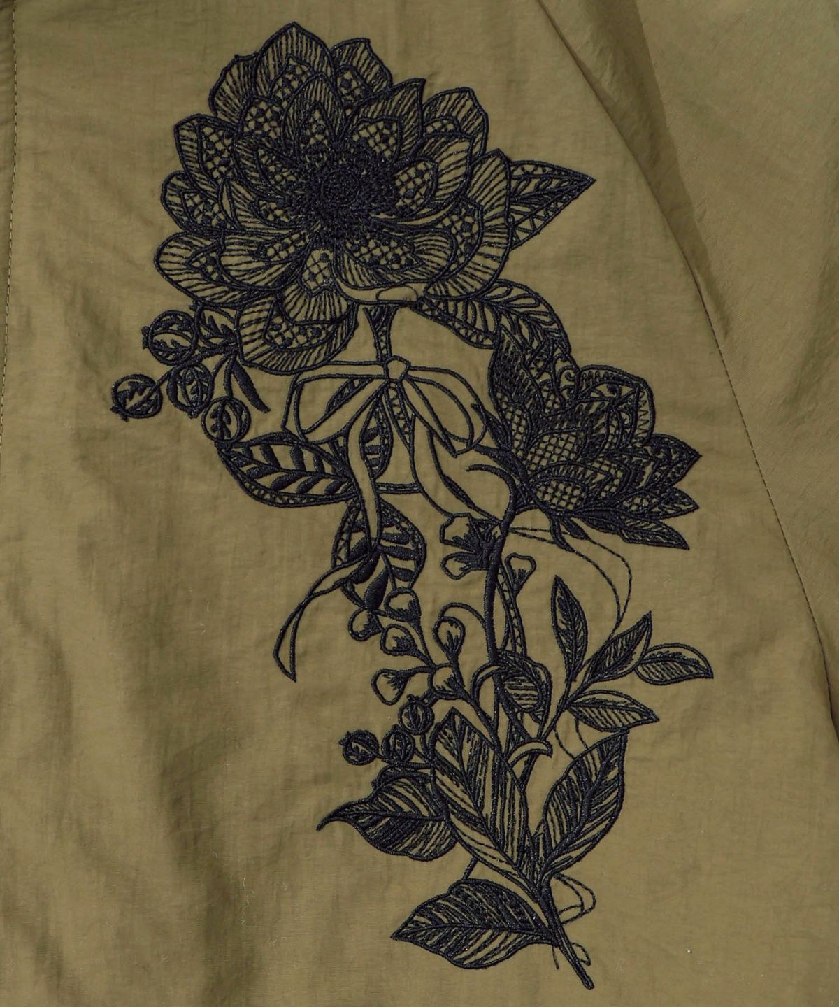 ボア襟取り外し可能 花刺繍中綿ブルゾン-13