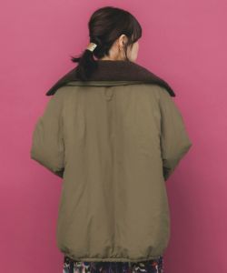 553272：ボア襟取り外し可能 花刺繍中綿ブルゾンの通販-ScoLar