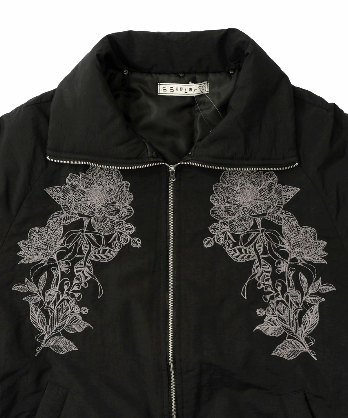 ボア襟取り外し可能 花刺繍中綿ブルゾン-25