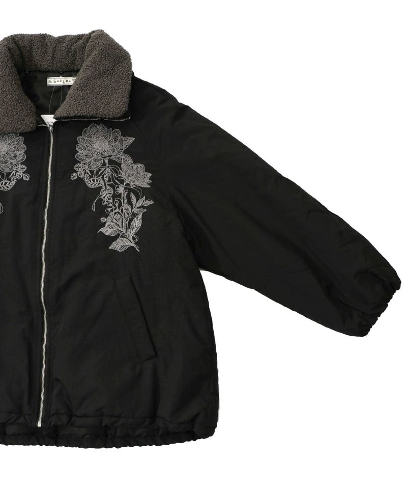 ボア襟取り外し可能 花刺繍中綿ブルゾン-26