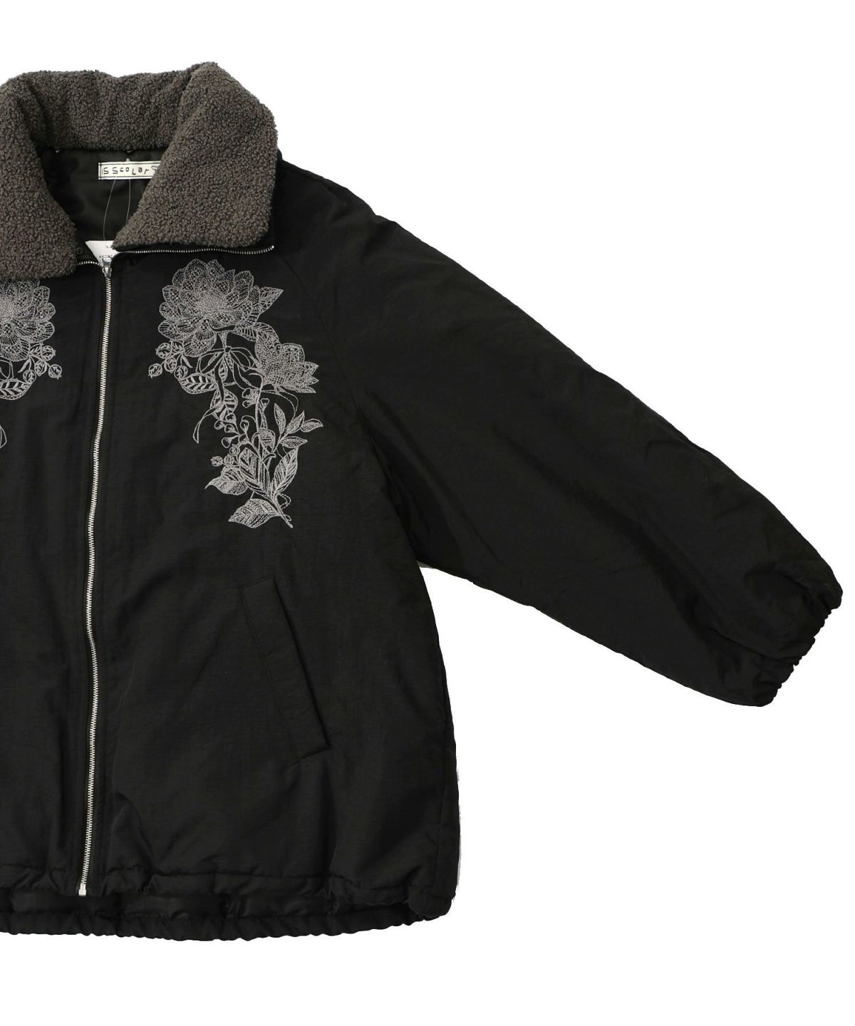 ボア襟取り外し可能 花刺繍中綿ブルゾン-26