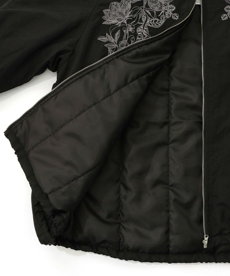 ボア襟取り外し可能 花刺繍中綿ブルゾン-29