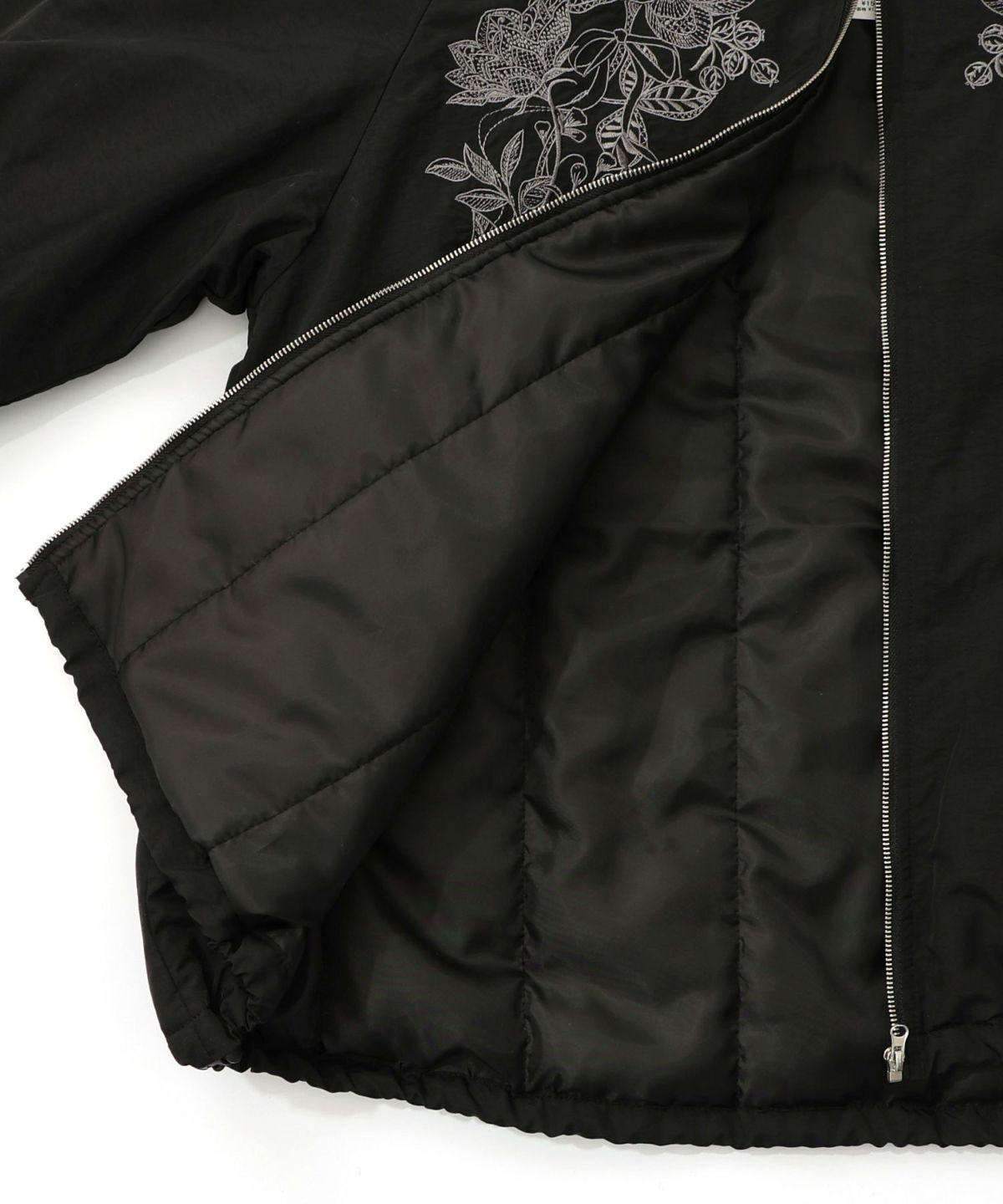 ボア襟取り外し可能 花刺繍中綿ブルゾン-29