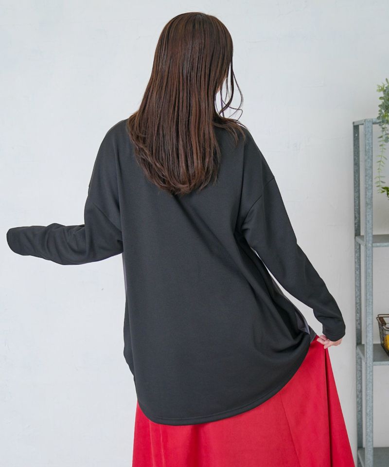 花×夜空柄ミックス裏毛チュニック-4