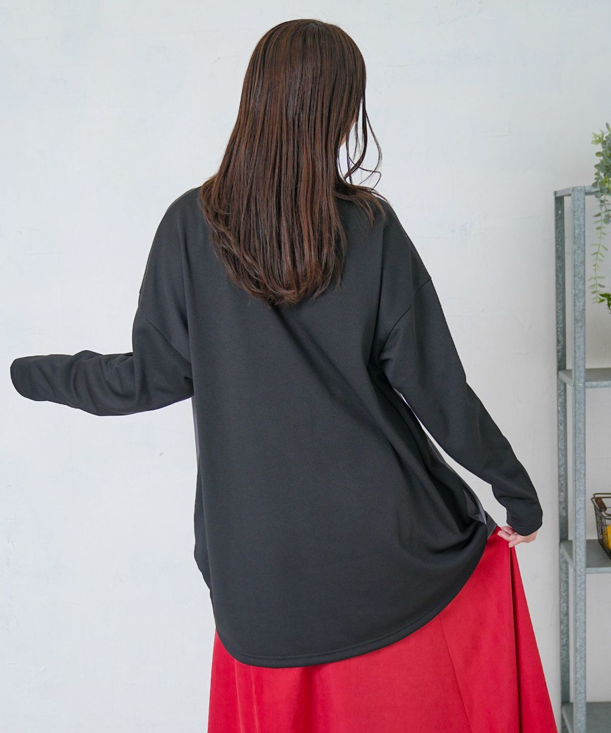 花×夜空柄ミックス裏毛チュニック-4