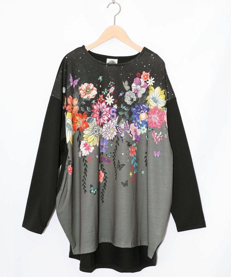 花×夜空柄ミックス裏毛チュニック-7