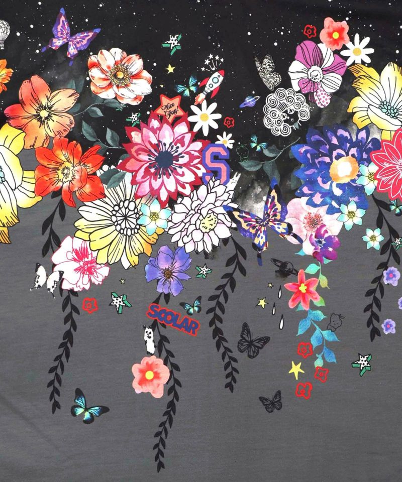 花×夜空柄ミックス裏毛チュニック-8