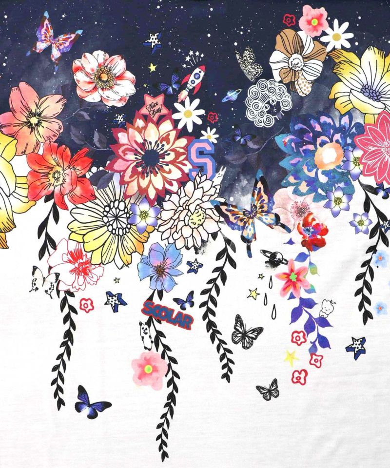 花×夜空柄ミックス裏毛チュニック-10