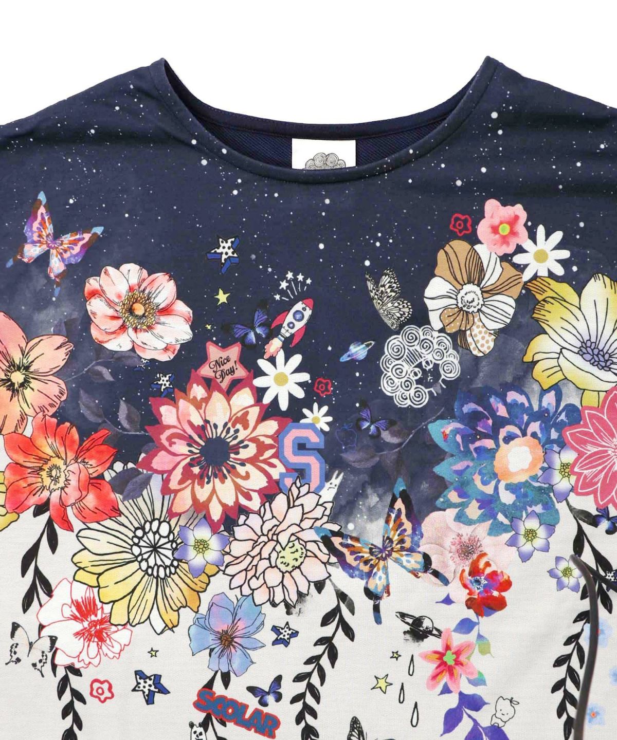 花×夜空柄ミックス裏毛チュニック-11