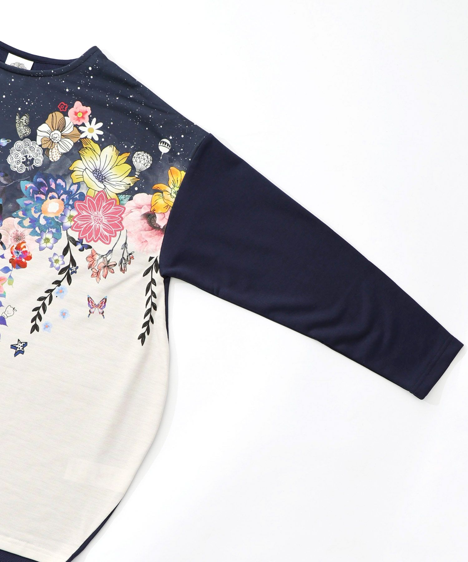 花×夜空柄ミックス裏毛チュニック-12