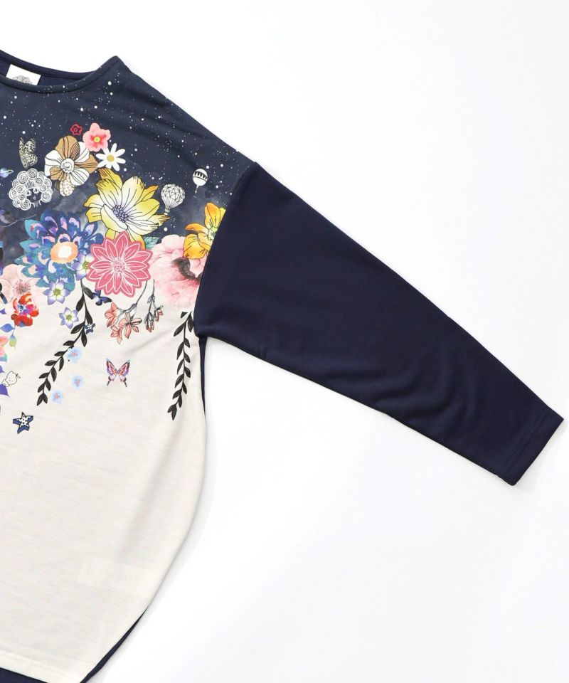 花×夜空柄ミックス裏毛チュニック-12