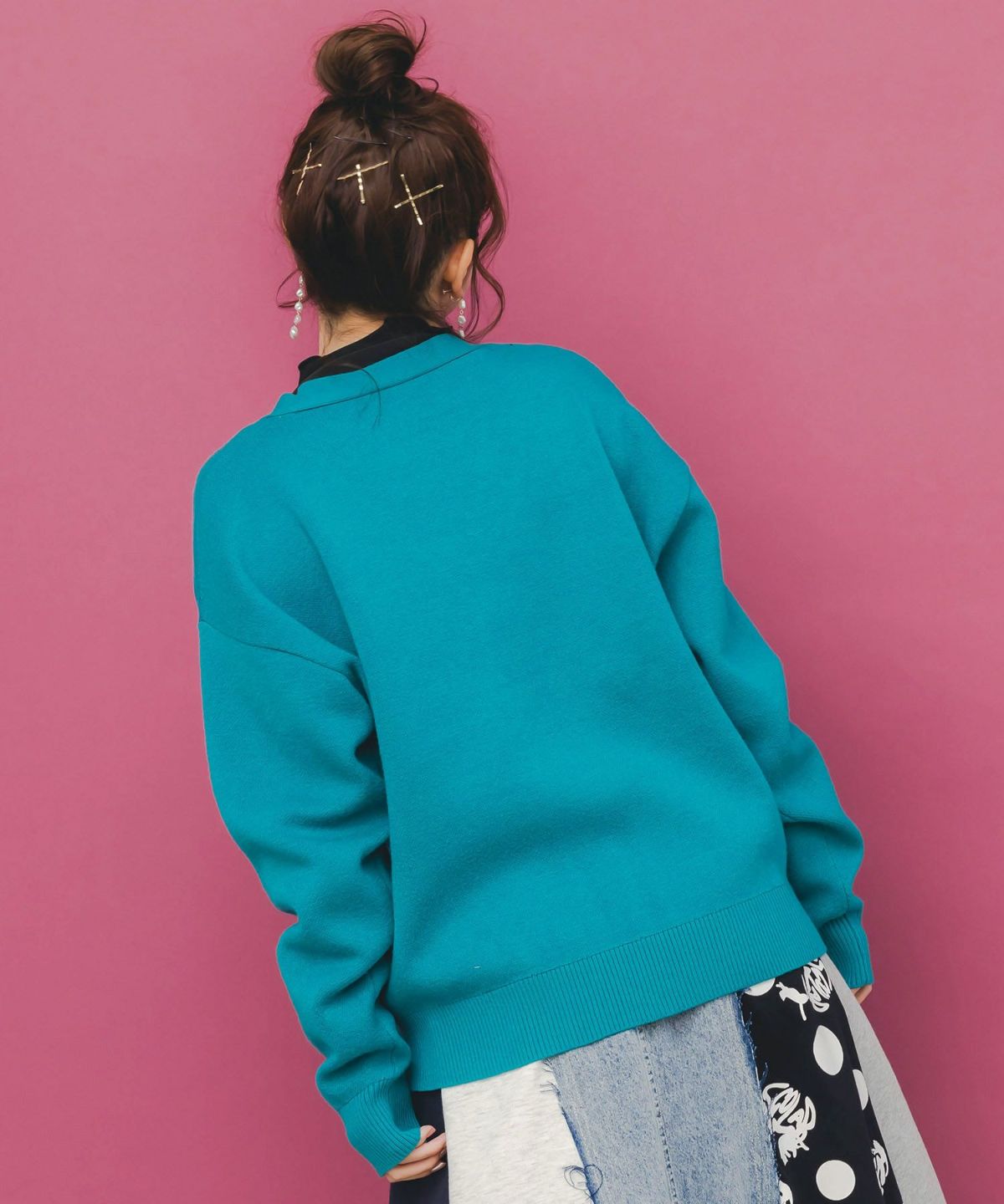 風船ネコちゃんジャガードニットカーディガン-5