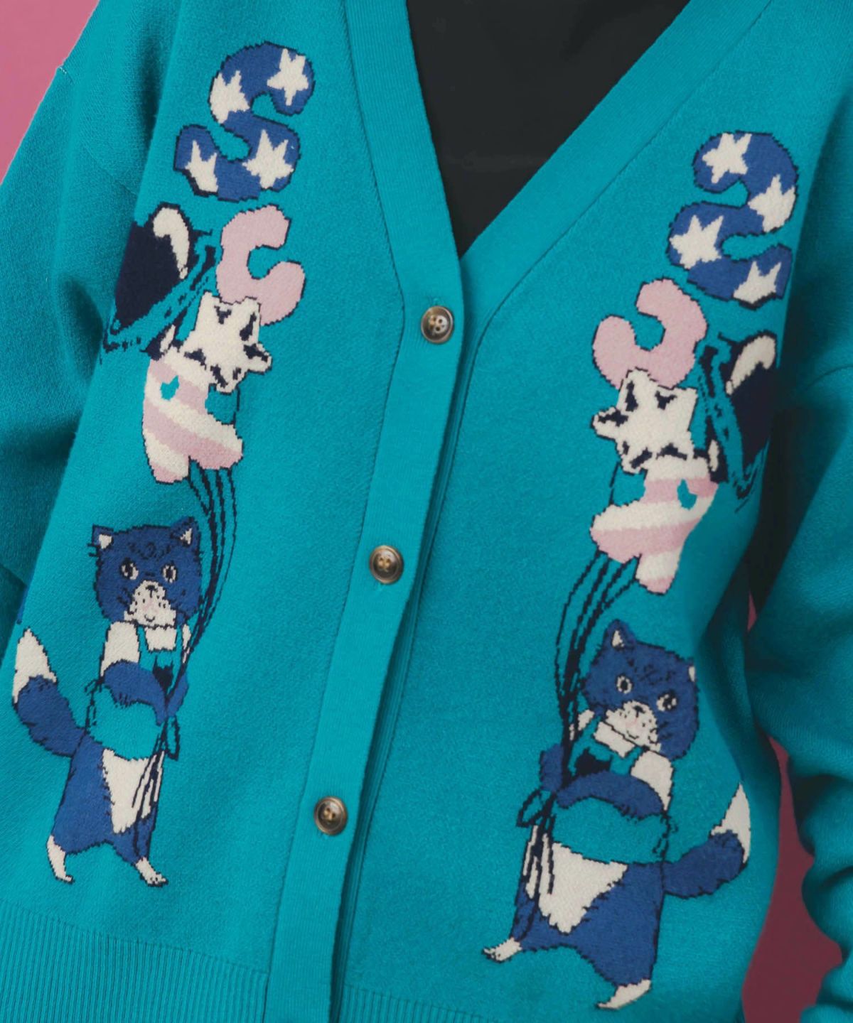風船ネコちゃんジャガードニットカーディガン-6