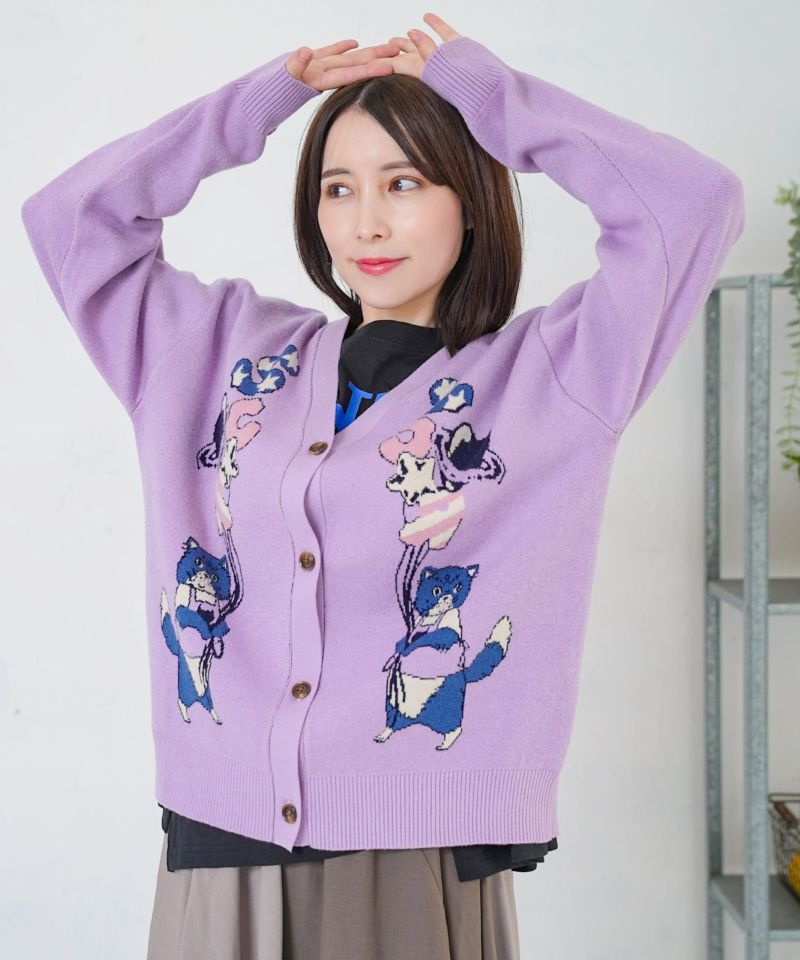 風船ネコちゃんジャガードニットカーディガン-7