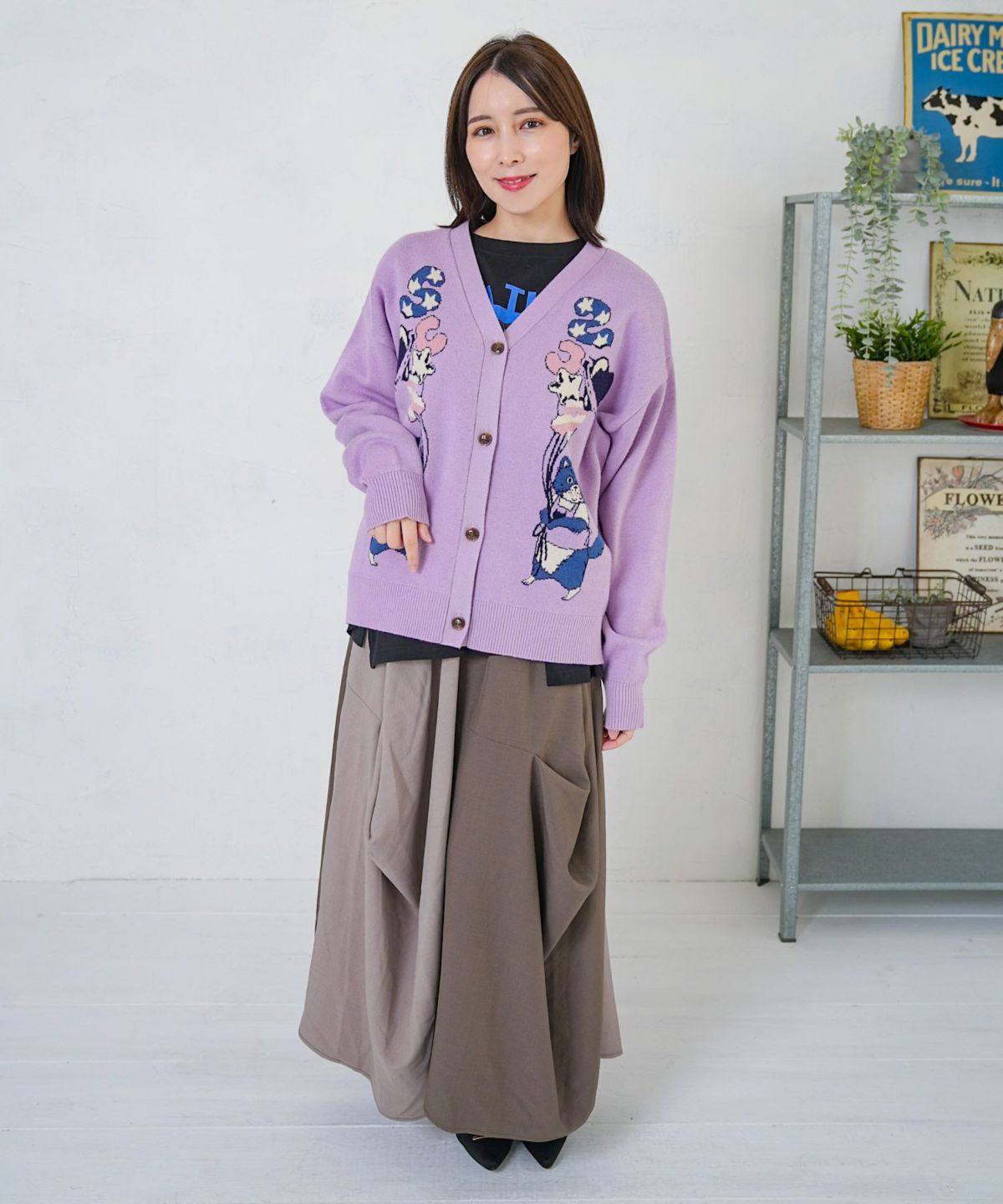 風船ネコちゃんジャガードニットカーディガン-8