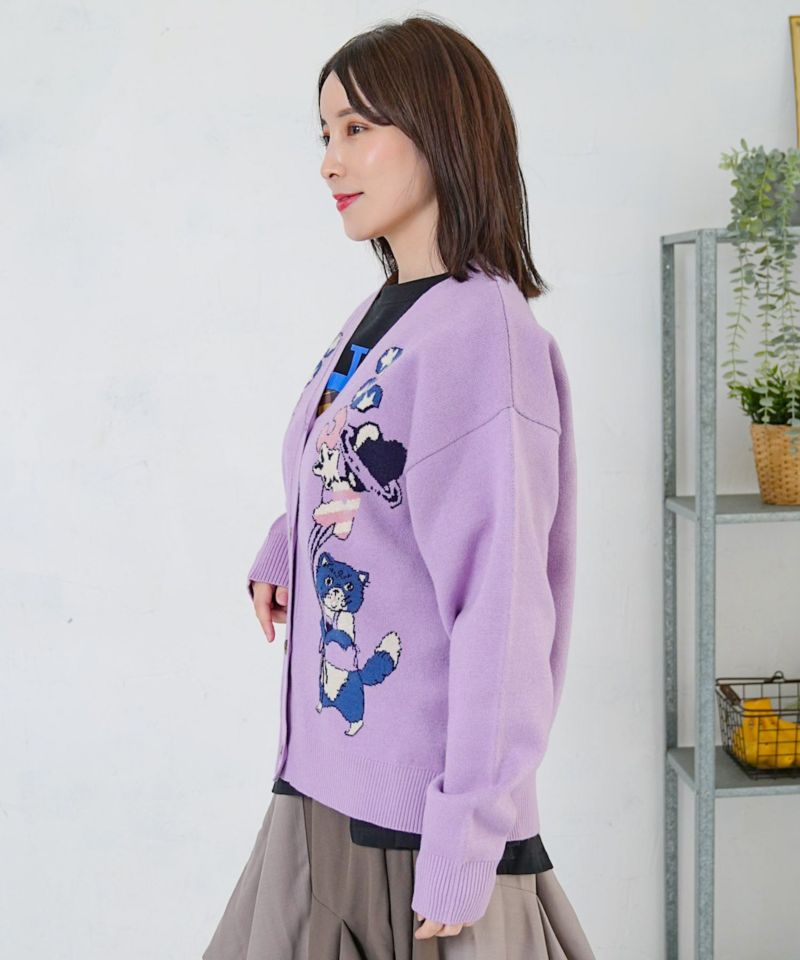 風船ネコちゃんジャガードニットカーディガン-10
