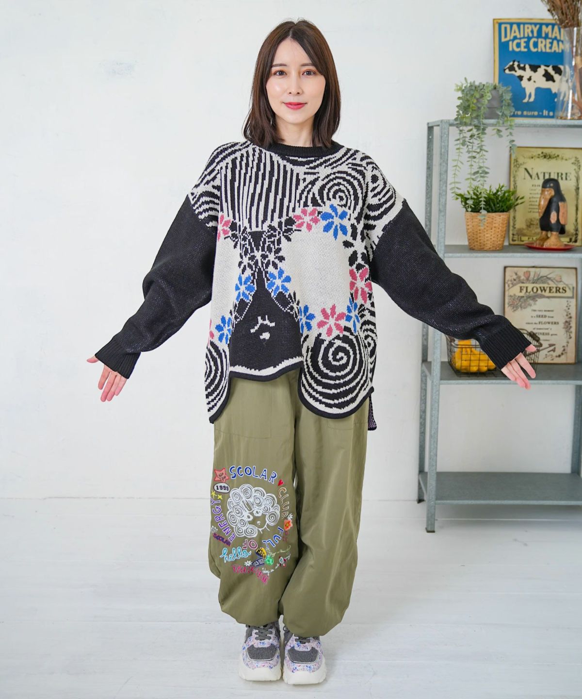 グラサンスカラーちゃんダブルジャガードニットプルオーバー-2