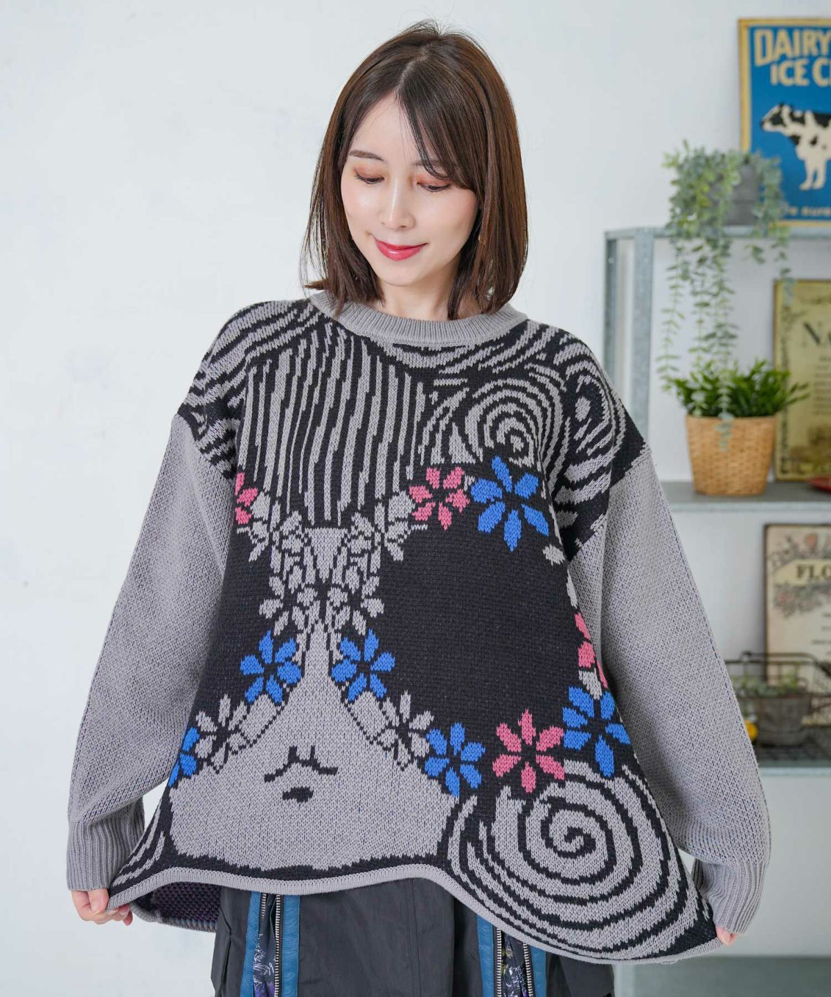 グラサンスカラーちゃんダブルジャガードニットプルオーバー-7