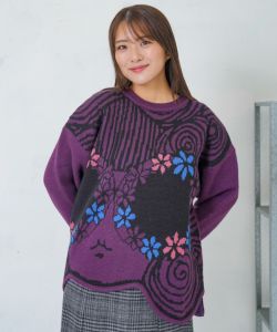 153726：グラサンスカラーちゃんダブルジャガードニットプルオーバーの