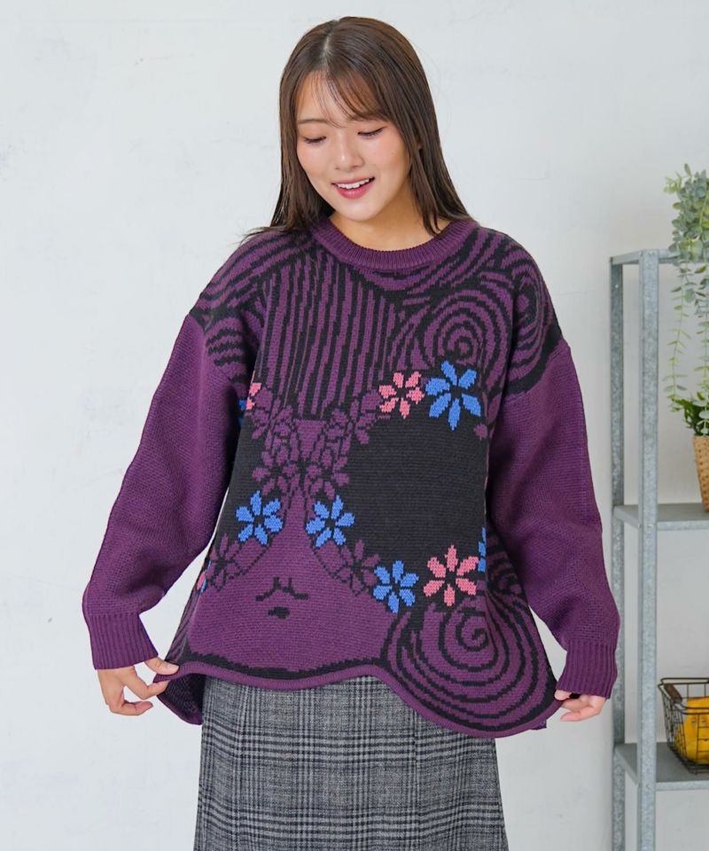 153726：グラサンスカラーちゃんダブルジャガードニットプルオーバーの